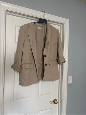 a new day Taupe Relaxed Linen-Blend Blazer size M
